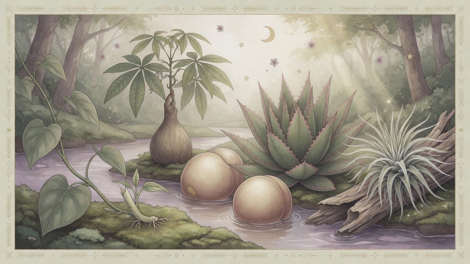 守りの薄い植物たちのイラスト